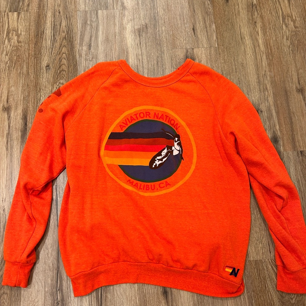 Aviator Nation Orange Crewneck Sweater